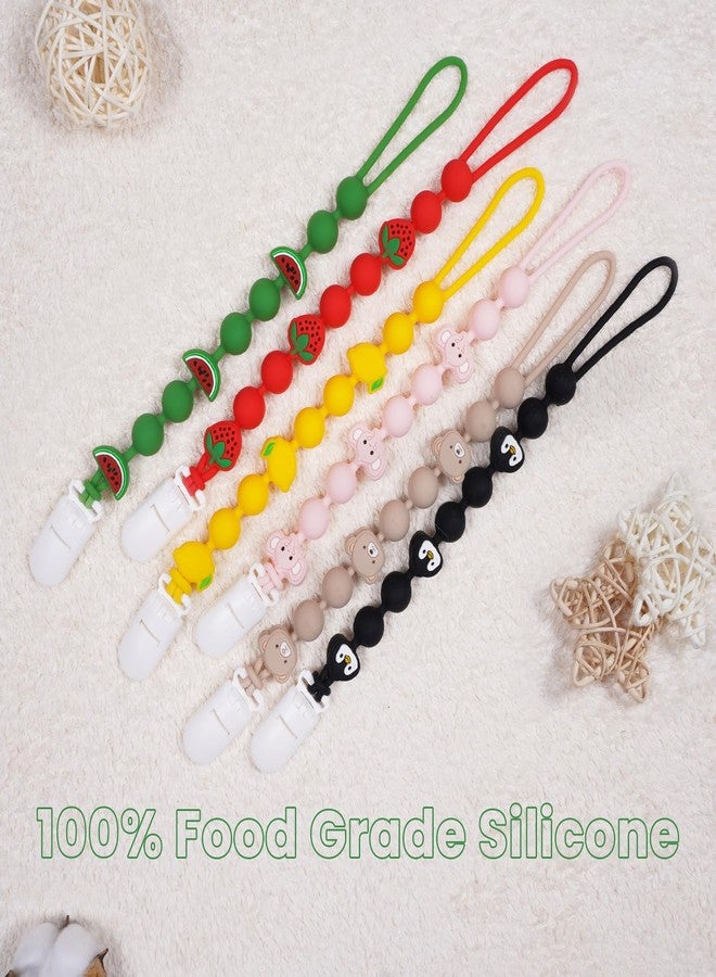 AmazingM Cute Fruits Silicone Pacifier Clip Holder,Pack of 3,Flexible One Piece Design Paci Leash,Binky Clips for Baby Boys and Girls,Newborn Essential. (Elephant,Penguin,Bear) - Image 5